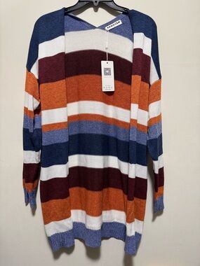 Ecowish Striped Long Cardigan Sweater NWT M Cozy Fall
